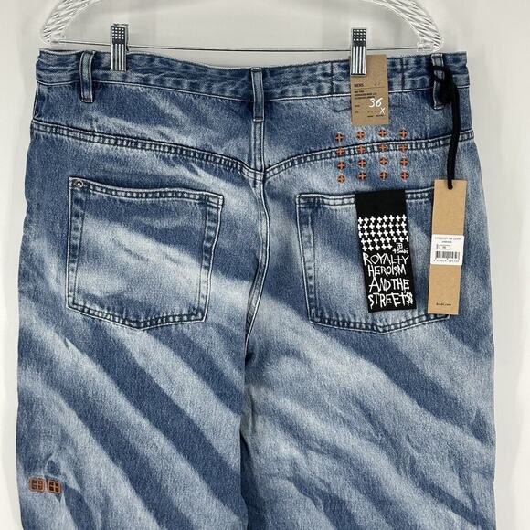 NWT Ksubi Maxx Kaos Fly Button Baggy Mens Denim Jeans Size 36x30 Hip Hop 90s - Picture 9 of 16